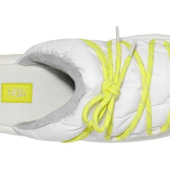 NEW- UGG- Spaceslider Tech Slide- white and neon yellow- Womens Size 10 - Picture 2 of 10